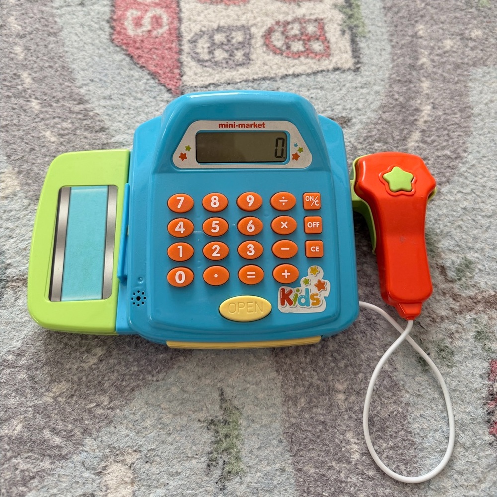 Kids Mini-Market Toy Cash Register - Blue and Orange